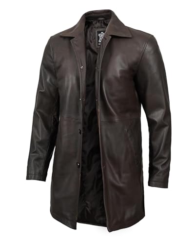 Leather Coat Men  Carcoat Style Winter Classic Long Real Leather Jackets For Men