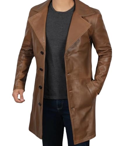 Leather Coat Men  Carcoat Style Winter Fashion Long Leather Jacket Men