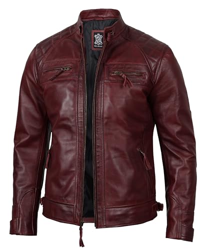 Leather Jacket Men  Real Lambskin Cafe Racer Biker Style Casual Leather Jackets For Mens