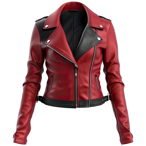 Leather Jets Womens Maroon Black Genuine Sheepskin Caf Racer Lapel Collar Sporty Winter Zipup Slimfit Moto Leather Jacket