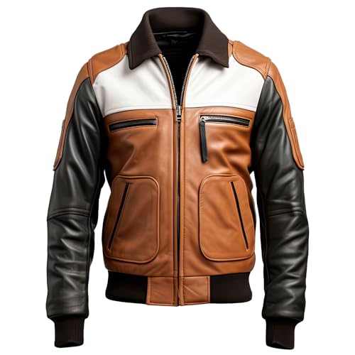 Mens Clay Brown Black Genuine Sheepskin Shirt Collar Flight Pilot Warm Winter Aviator Bomber Leather Jacket