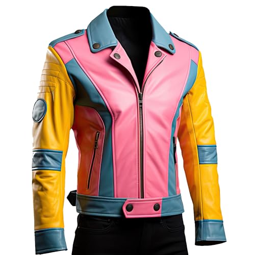 Mens Pink Blue Genuine Sheepskin Shirt Biker Rider ZipUp Lightweight Caf Racer MultiColor Leather Jacket