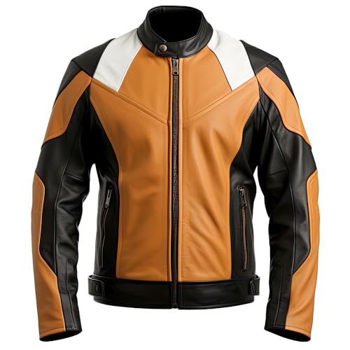 Leather Jets Mens Peanut Brown Black Genuine Sheepskin Stand Collar Classy Zipup Riding Sporty Biker Leather Jacket