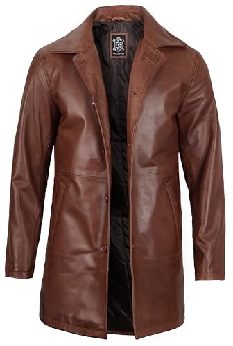 Leather Coat Men  Carcoat Style Winter Classic Long Real Leather Jackets For Men