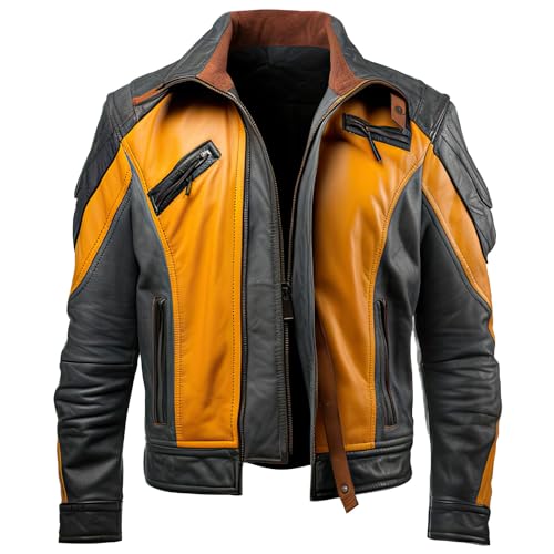 Leather Jets Mens Charcoal Grey Orange Genuine Sheepskin Elegant Shirt Collar Pilot Zipup Smooth Casual Flight Leather Jacket US Alpha Large Regular Regular Charcoal Grey Orange