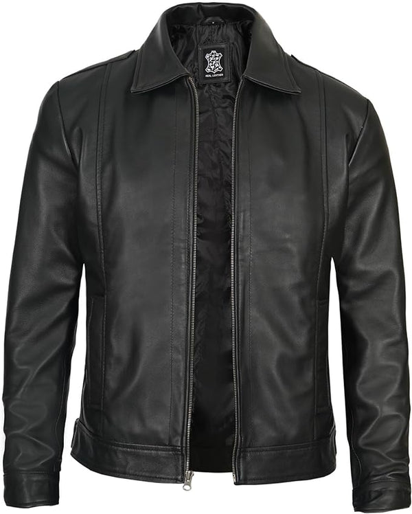 Men's Leather Jacket – Classic Vintage Style in Premium Real Lambskin, Timeless & Durable