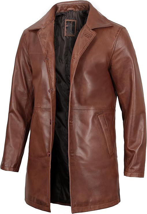 Leather Coat Men - Carcoat Style Winter Classic Long Real Leather Jackets For Men