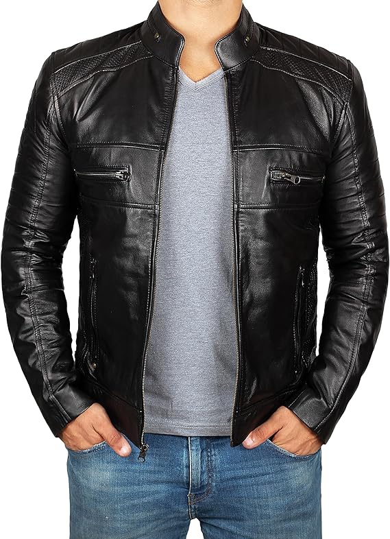 Men’s Real Leather Motorcycle Jacket – Classic Black & Brown Biker Style, Durable & Stylish Jacket