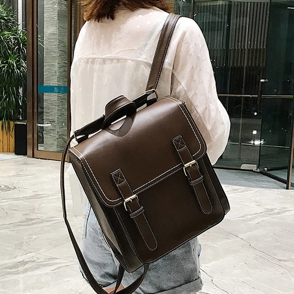 Vintage Backpack Female Pu Leather Bag Women's Backpack Fashion School Bag for Girls High Quality Leisure Shoulder Bag Sac A Dos