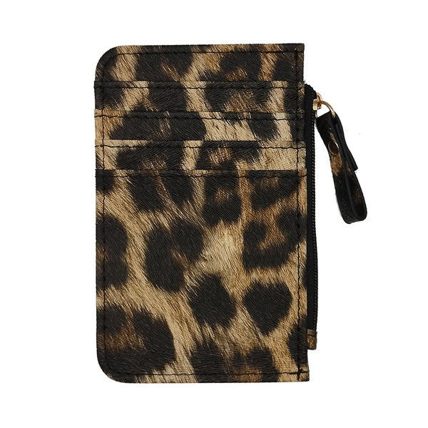 New Leopard Pattern Leather Slim Card Wallet For Women & Men Small Zipper Coin Purse Business Credit Card Holder Bag Nice Gifts