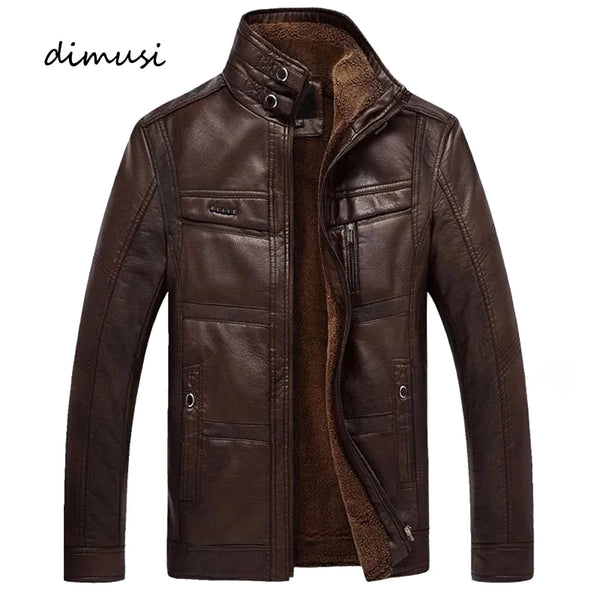 Leather Jacket Men Winter Leanther Jacket Thicken Warm Coat Male Casual Stand Collar Thermal Leather Coats Clothing 5XL