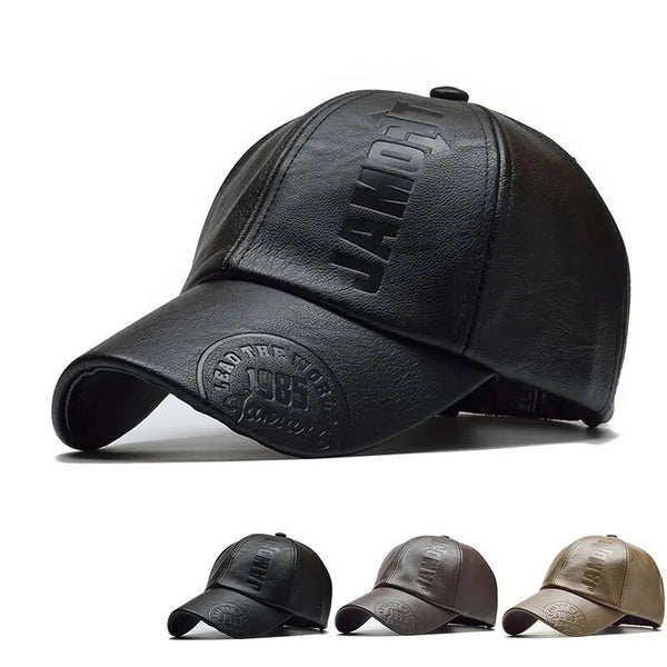 Pu Leathe Letter Printing Baseball Caps Spring and Autumn Outdoor Adjustable Casual Hats Sunscreen Hat