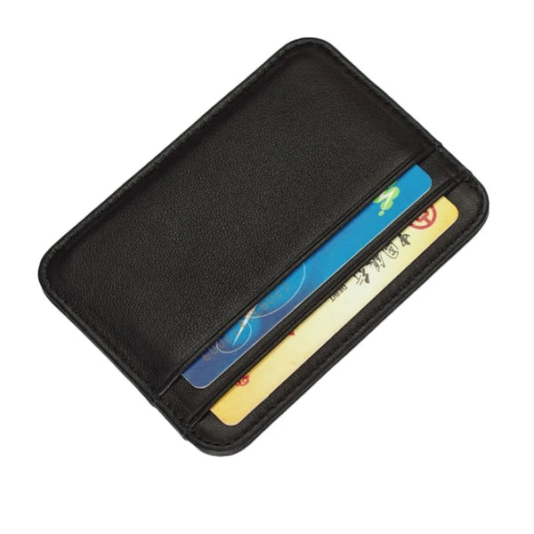 Genuine Leather Card Holder Slim Business Card id Holder Credit Card Case Thin Small Wallet for men Cardholder Sticker black