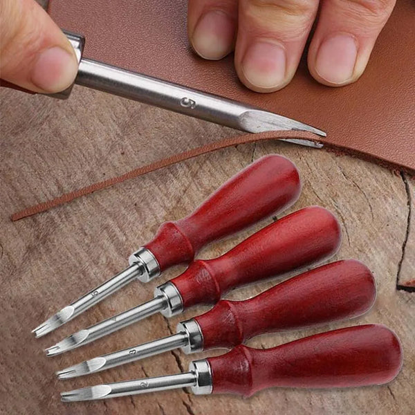 Leather Edge Beveler Skiving Beveling Knife Cutting Hand Craft Tool with Beech Handle
