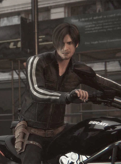 Leon Kennedy Resident Evil: Vendetta Leather Jacket – Iconic Video Game Hero Replica, Stylish & Rugged Survival Gear